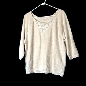 Aerie Ivory Lace Accent Top